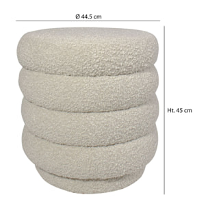 Pouf tissu en bouclette beige LINUS