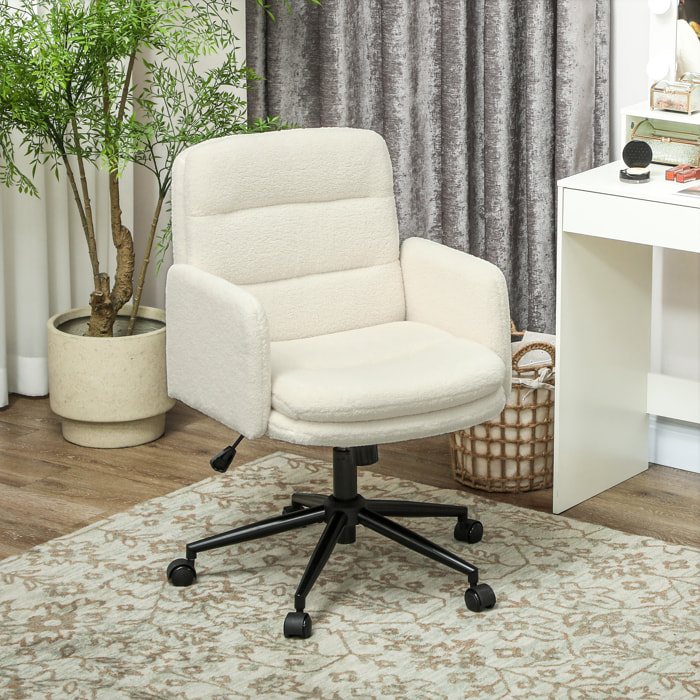Chaise de bureau bouclette crème grand confort piètement acier noir