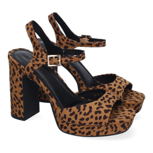 Sandalia de Tacon Alto para Mujer, Comodo, Estampado Animal Print