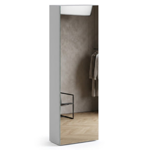 Scarpiera con Specchio Salvaspazio 7 Ripiani 14 Paia Di Scarpe Anta Reversibile Design Moderno Ingresso Camera Cameretta Minimal 160x52x23 Cm Bianco
