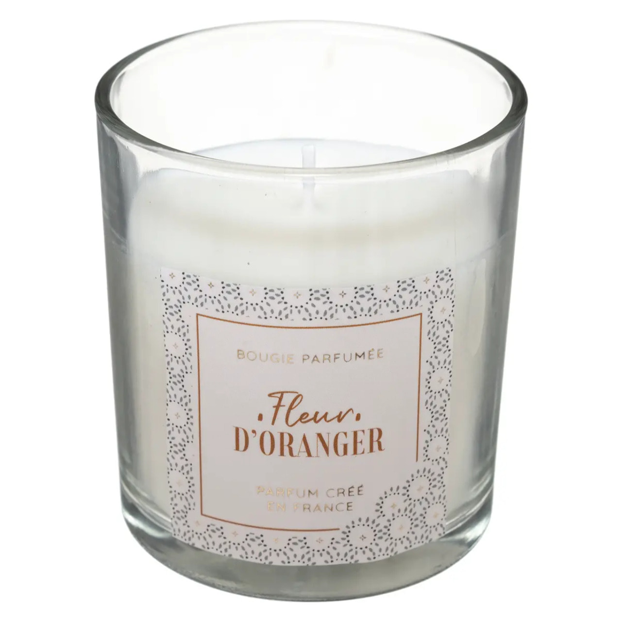 Bougie parfumée Loli 130g avec cloche verre fleur d'oranger