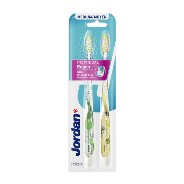 Pack de 12 Jordan Brosse à Dents Individual Reach Medium x2