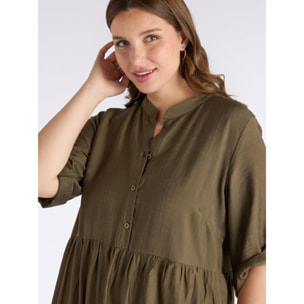 Fiorella Rubino - Vestido largo con volantes - Verde militare