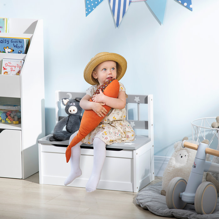 2 en 1 Baúl de Juguetes para Niños de +18 Meses con Tapa de Cierre 60x30x50 cm