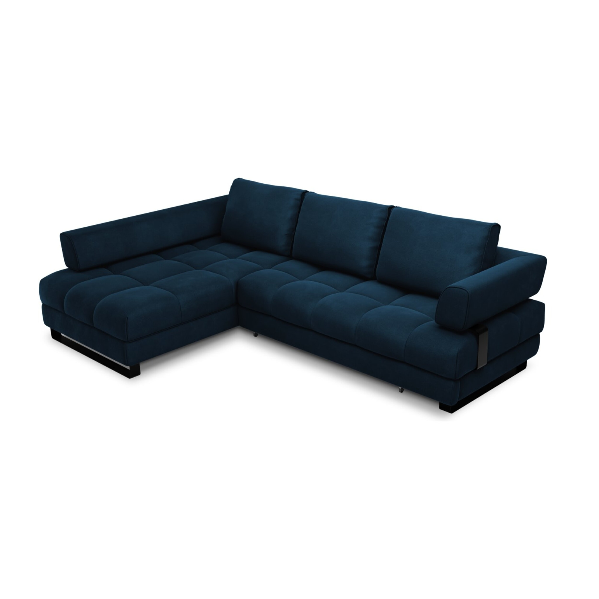 Canapé d'angle gauche convertible avec coffre de rangement "Clinton" 5 places en velours bleu roi