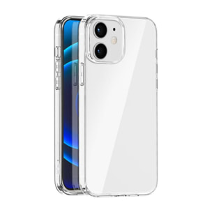 Lot de 2 Coques iPhone 12/12 Pro Transparente et Bleue Antichoc Silicone + 2 Vitres en verre trempé Protection écran