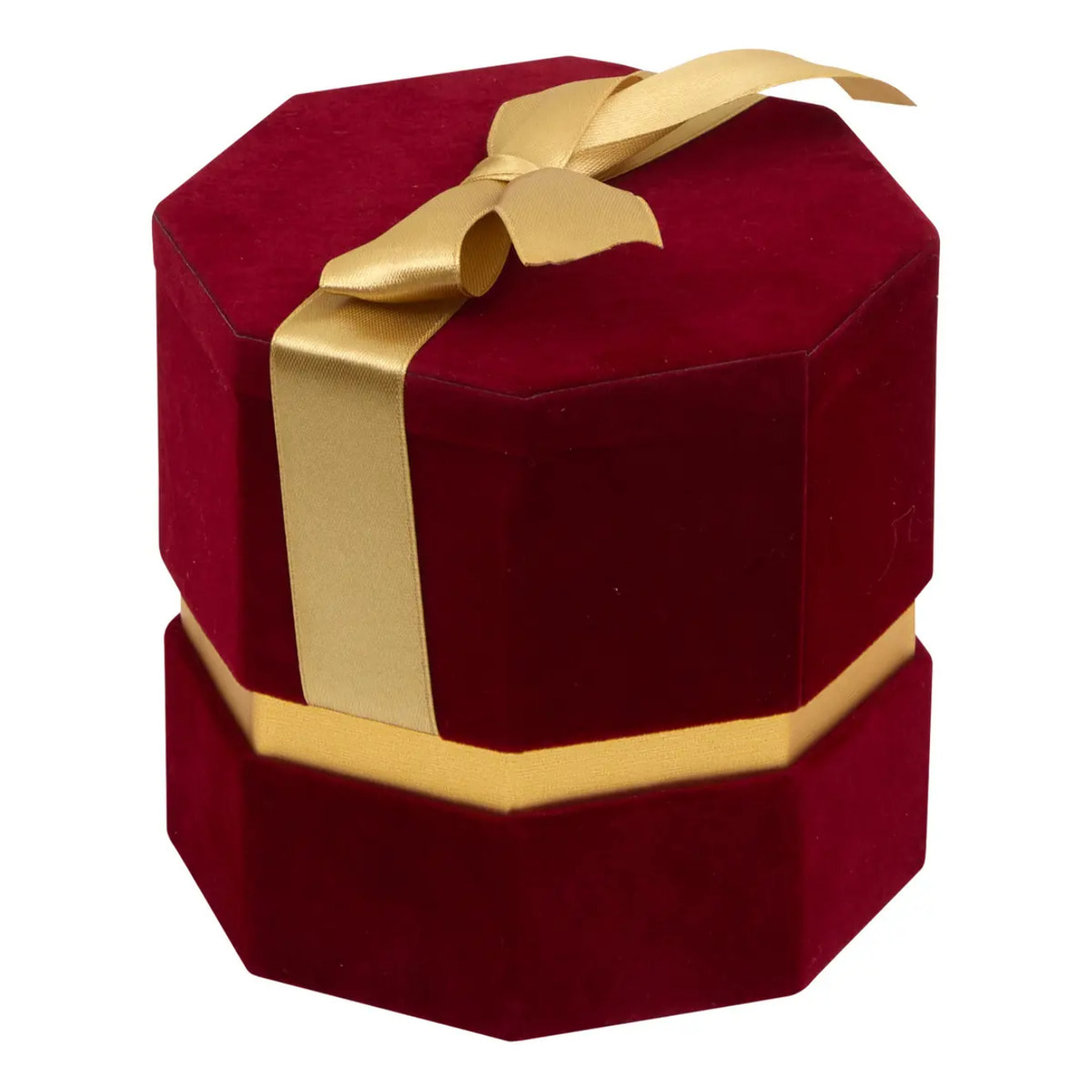 Lot de 3 boîtes cadeau de Noël hexagonales en velours rouge