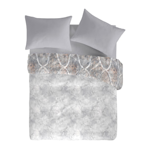 Housse de couette réversible LANSA en coton percale - gris - vendue seule