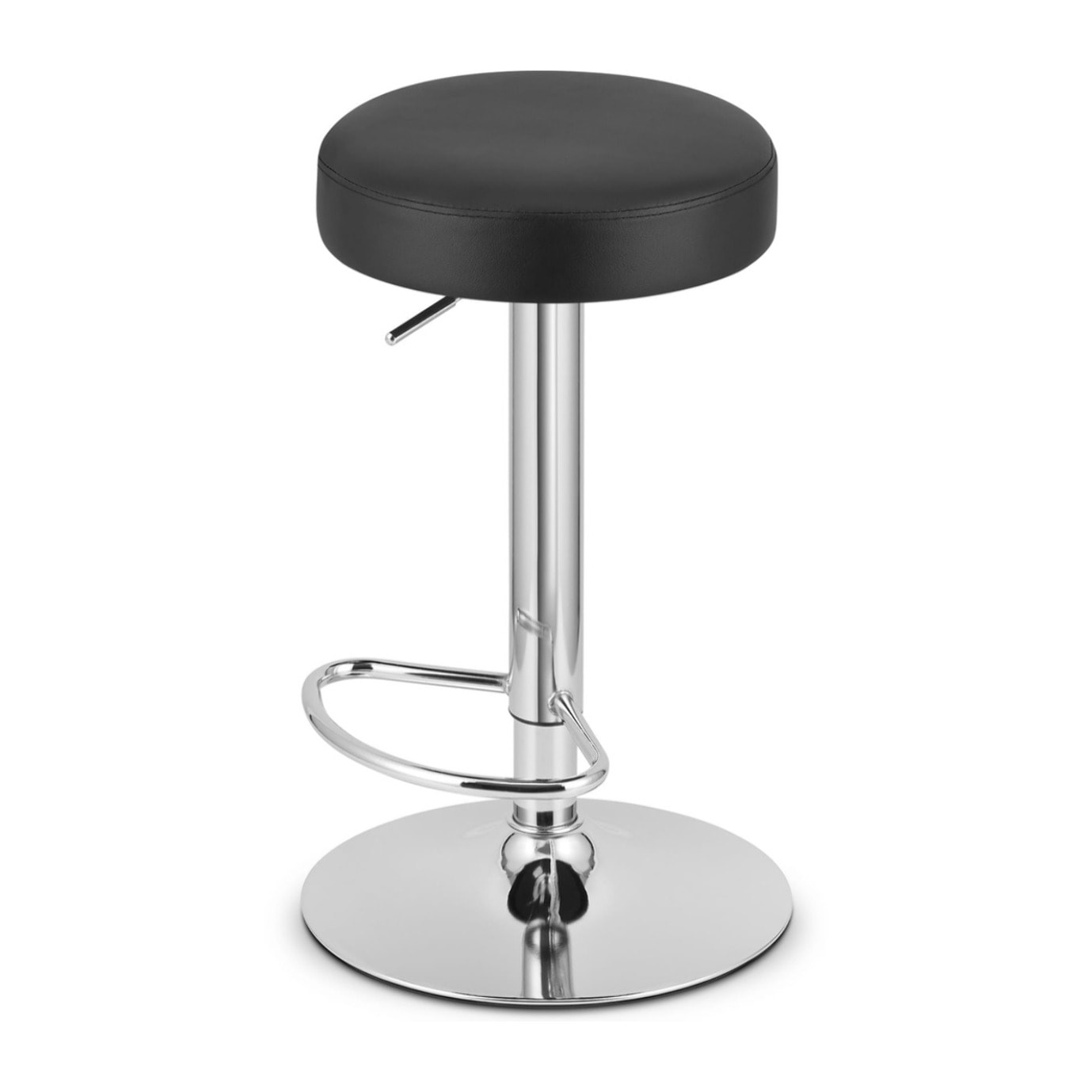 Sgabello da bar ROJST in ecopelle nera con base cromata