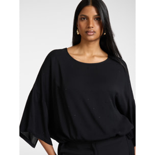 Elena Mirò - Blusa in marocaine con applicazioni - Nero