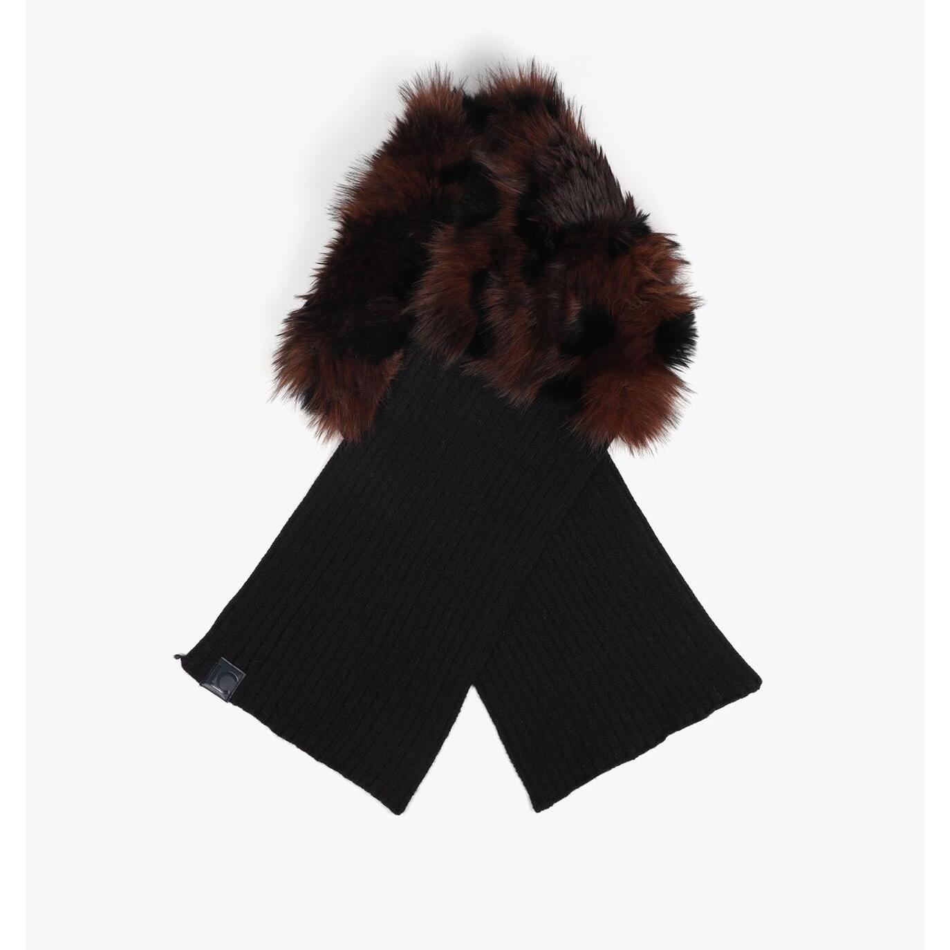 Sciarpa combinata in maglia e pelliccia sintetica