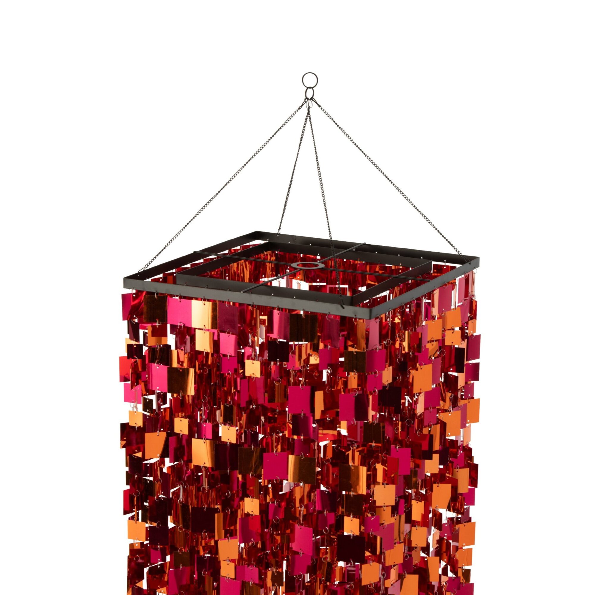J-Line abat-jour sequin carré - PET - rose/orange