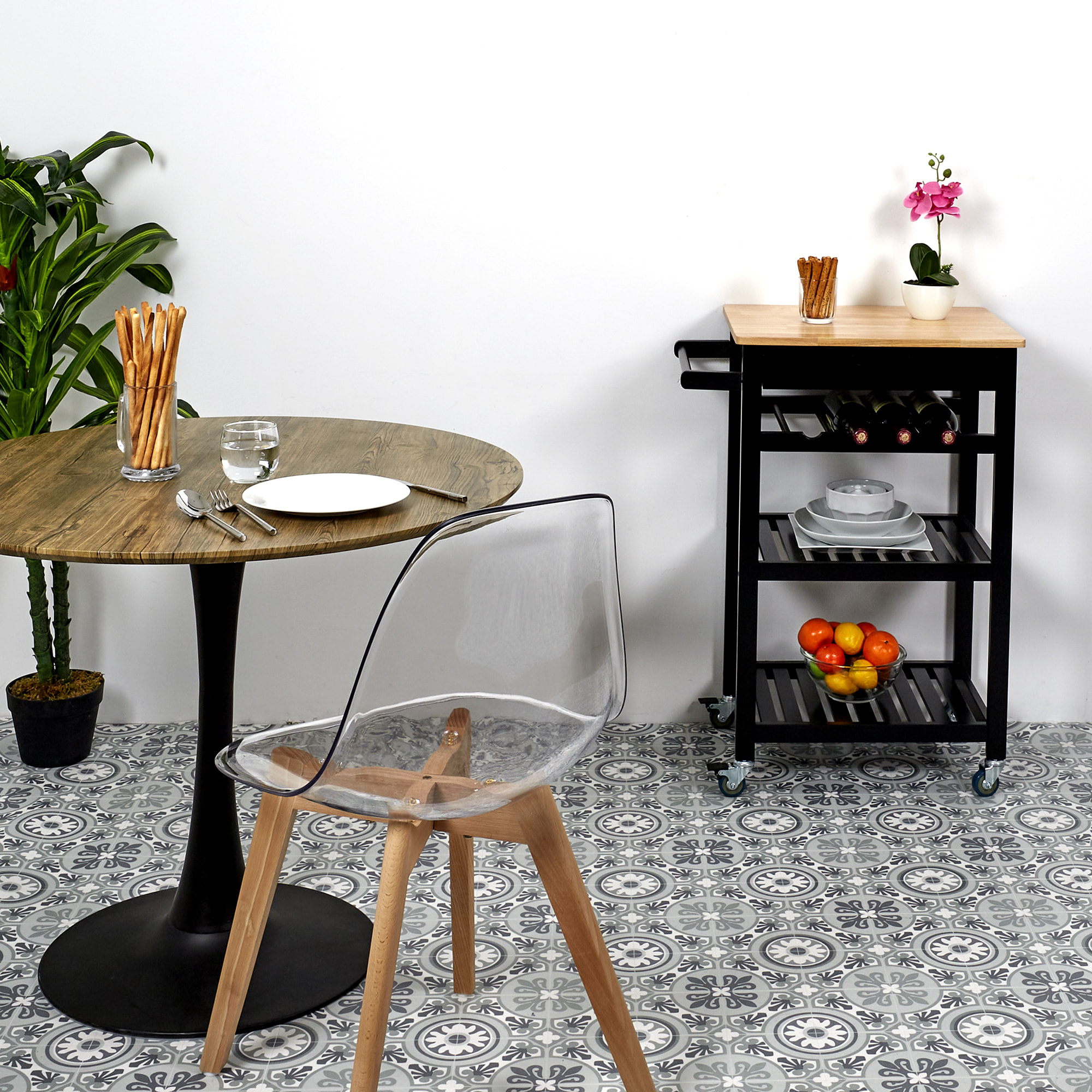 Desserte A Roulettes Noir 40x61x84.5cm