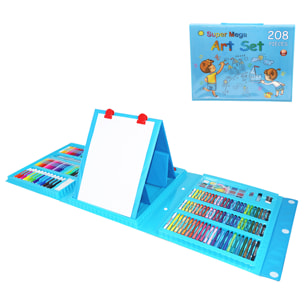 Set completo de pintura y dibujo 208 piezas oleo,acuarelas, ceras,rotuladores, pastel y lapices con accesorios. Contiene atril para dibujo