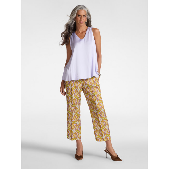 Elena Mirò - Pantaloni cropped stampati - Giallo