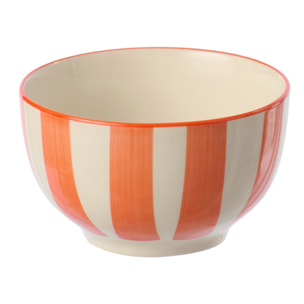 J-Line Bol Ligné - céramique - orange/blanc - 6 pièces