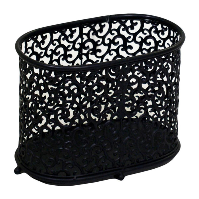 Portariviste in metallo nero riccioli ovale cm34x20h26