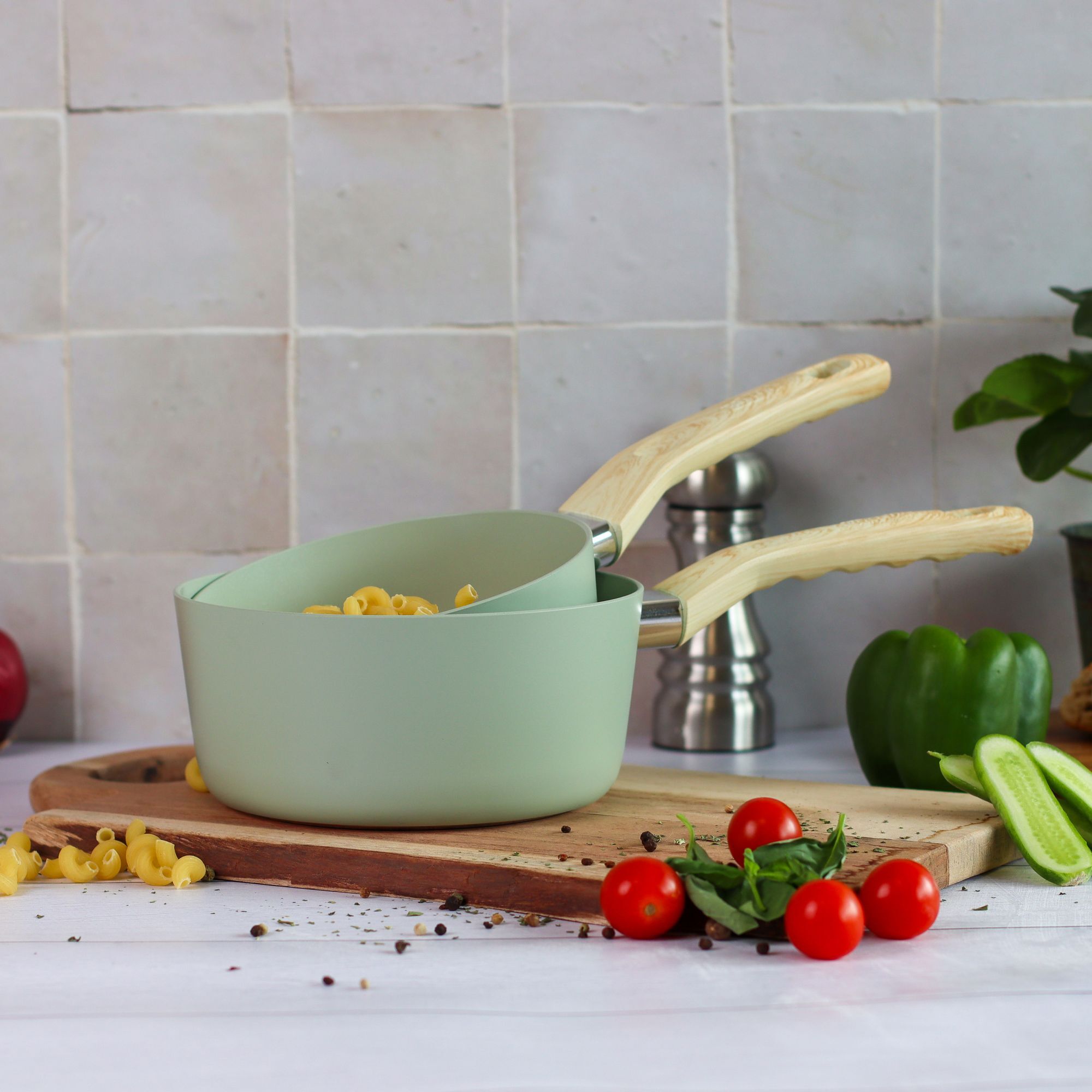 Casserole 18cm avec revêtement céramique céladon - tous feux COLORAMA