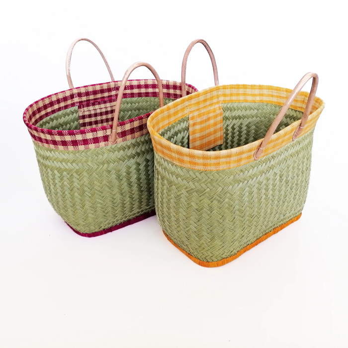 Panier artisanal de Madagascar - Tsipika GM Bleu marine