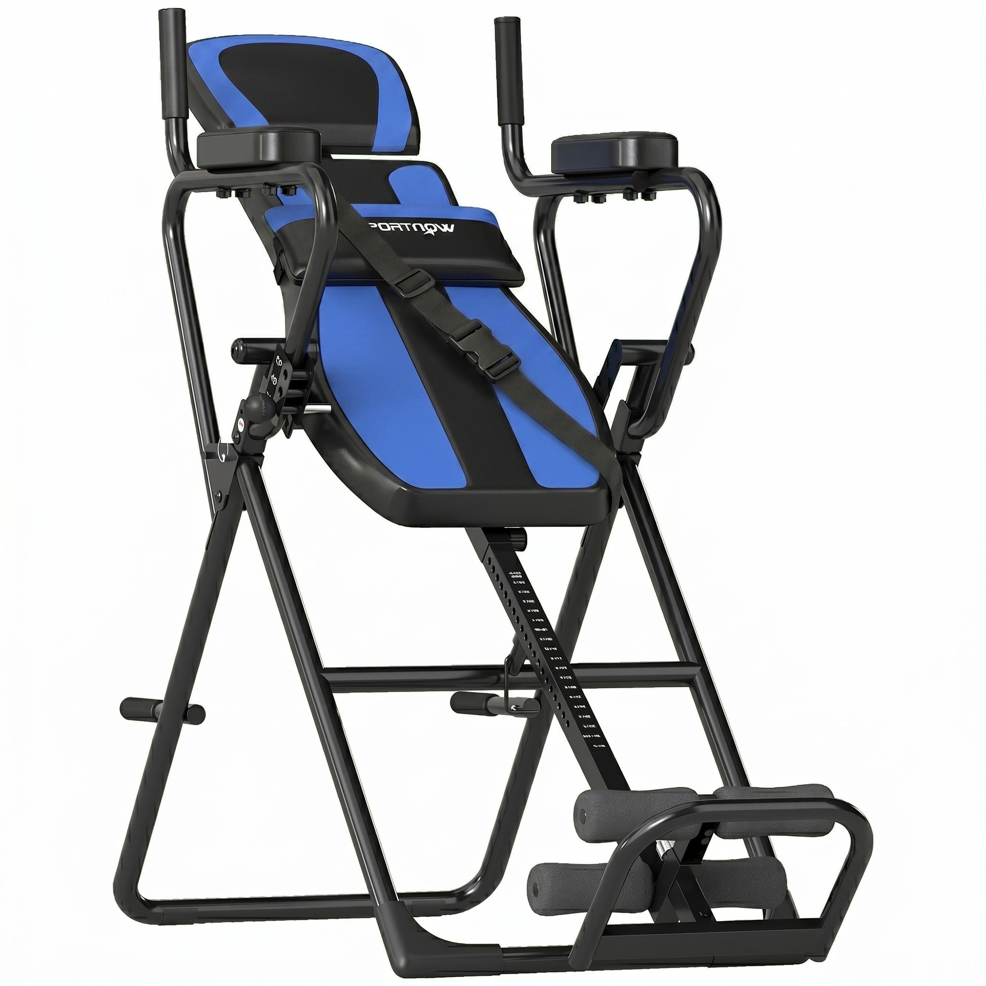 Tabla de Inversión Plegable 3 en 1 con Dominadas y Flexiones Reposacabezas Altura Ajustable 155-198 cm Ángulos 20° 40° 60° Banco de Inversión con Soporte Lumbar Tobillo Bloqueo Cinturón Azul