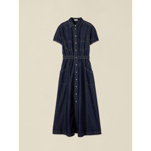 Oltre - Vestido camisero de mezclilla - Azul