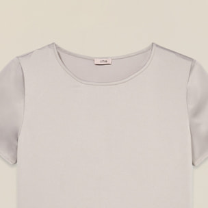 Oltre - Camiseta bimaterial - Beige