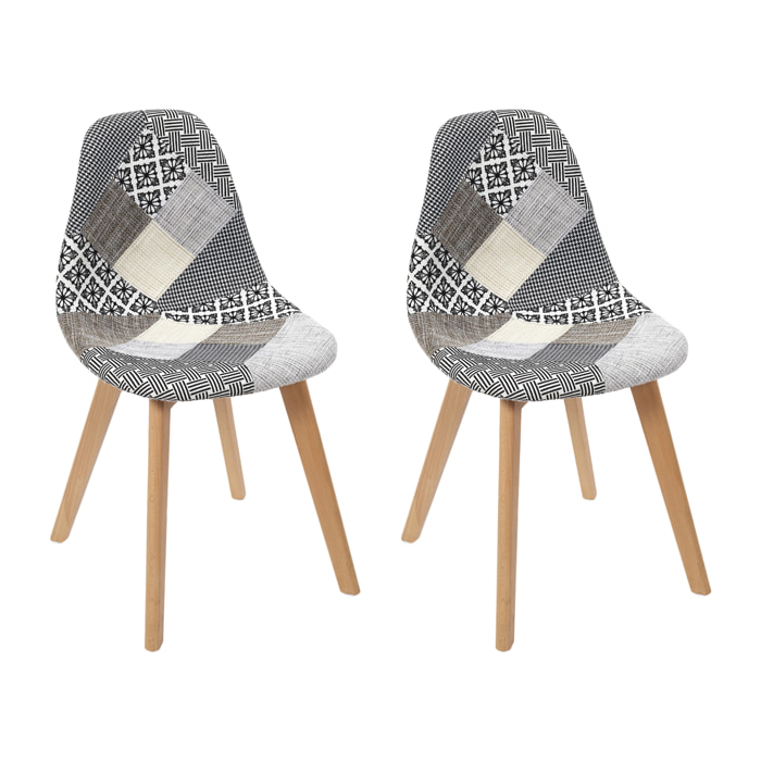 Chaise Patchwork Gris - Lot De 2