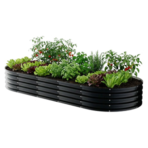 Niwa - Letto per Orto rialzato Ovale da Esterno 180x90x30 cm in Acciaio Inox Nero