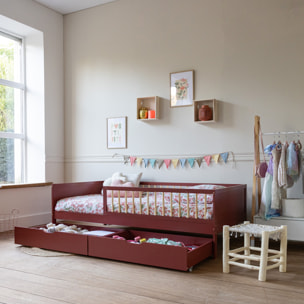 Lit pour enfant 190x90cm terracotta avec tiroirs ADAM