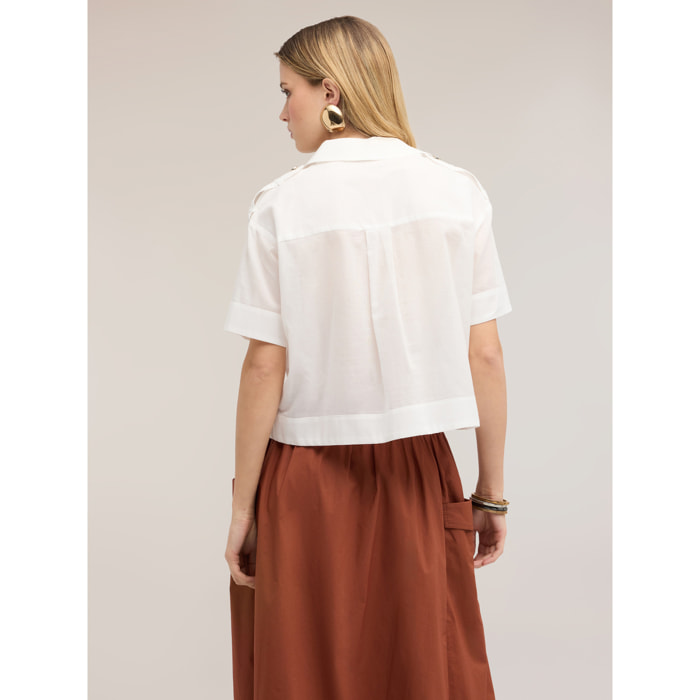 Motivi - Camisa de muselina con bolsillos - Blanco