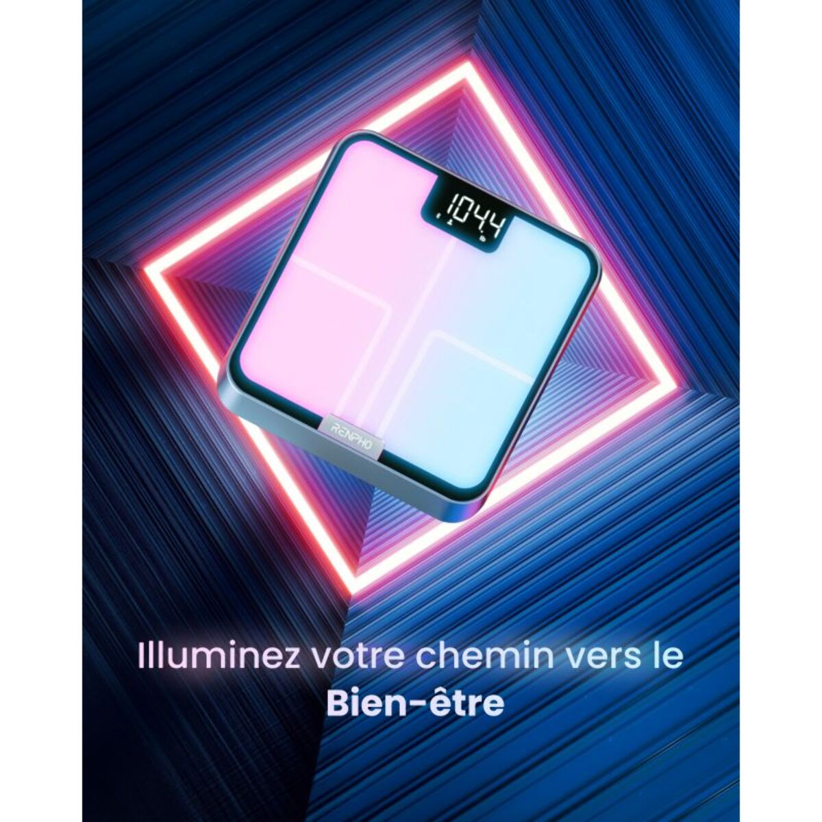 Pèse personne connecté RENPHO Elis Chroma A017 - Impédancemètre Intelligent avec Éclairage LED et Suivi de 13 Mesures Corporelles