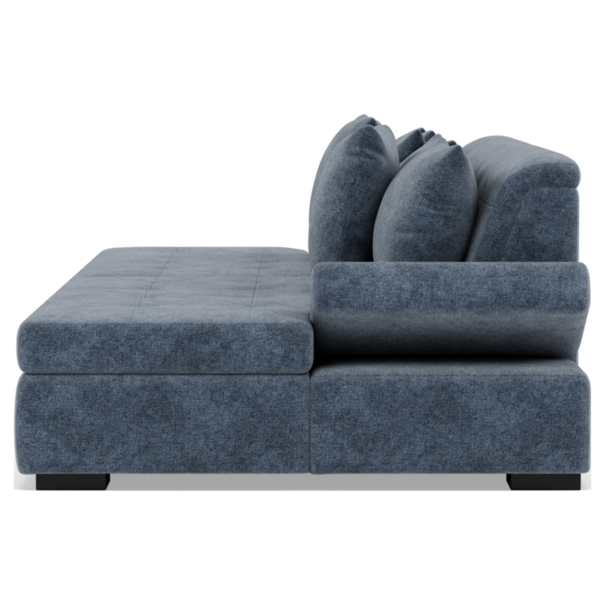Vermont - canapé droit 4 places avec double méridienne - assise profonde - en velours texturé - Bleu