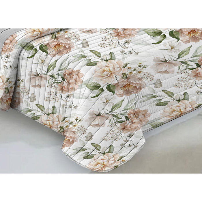 Quilt Trapuntino Piumino Estivo 100gr/mq Microfibra Disegno Rosa Beige D14
