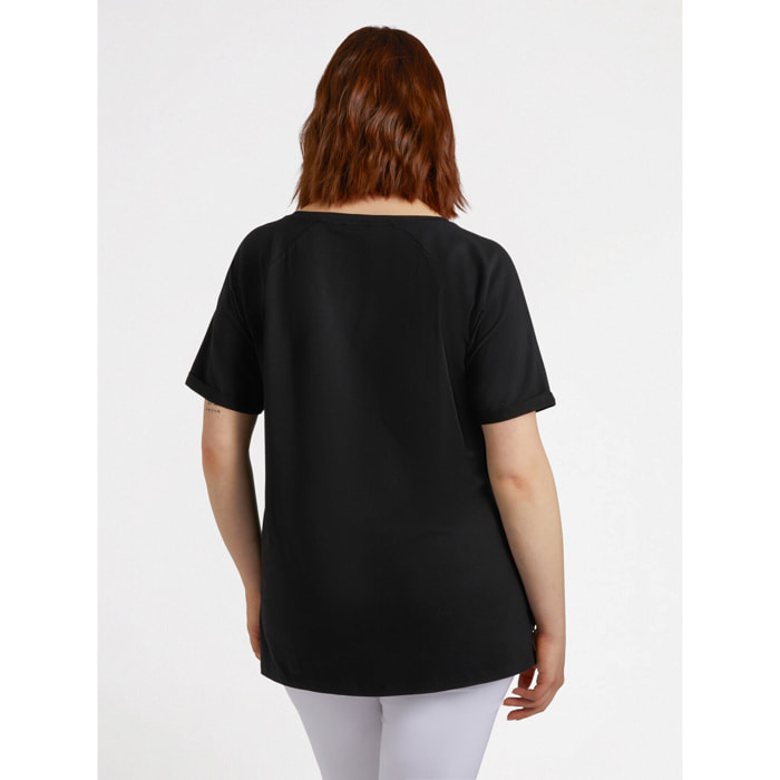 Fiorella Rubino - T-shirt con scritta in paillettes - Nero