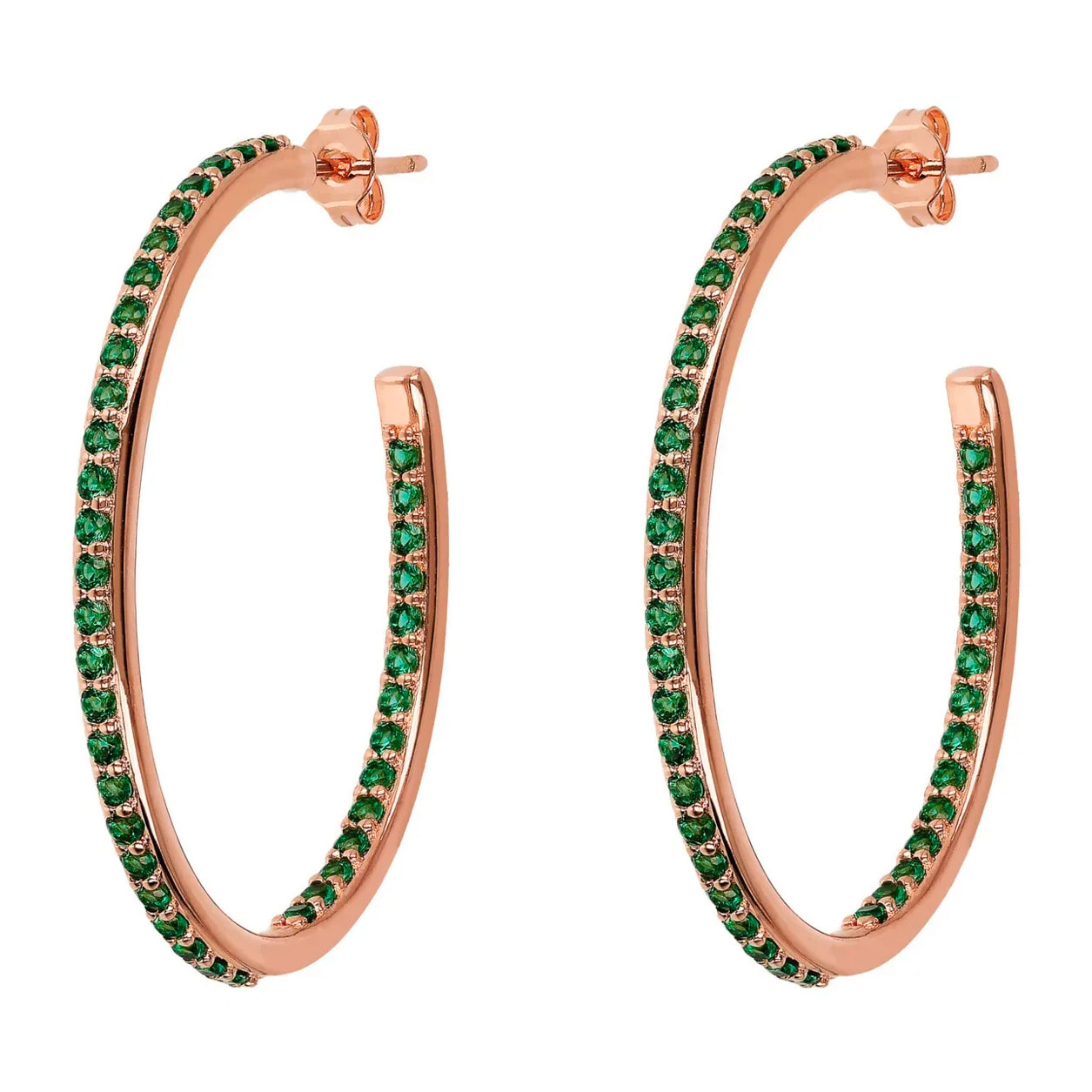 Orecchini a Cerchio Ovali con Cubic Zirconia Rosa