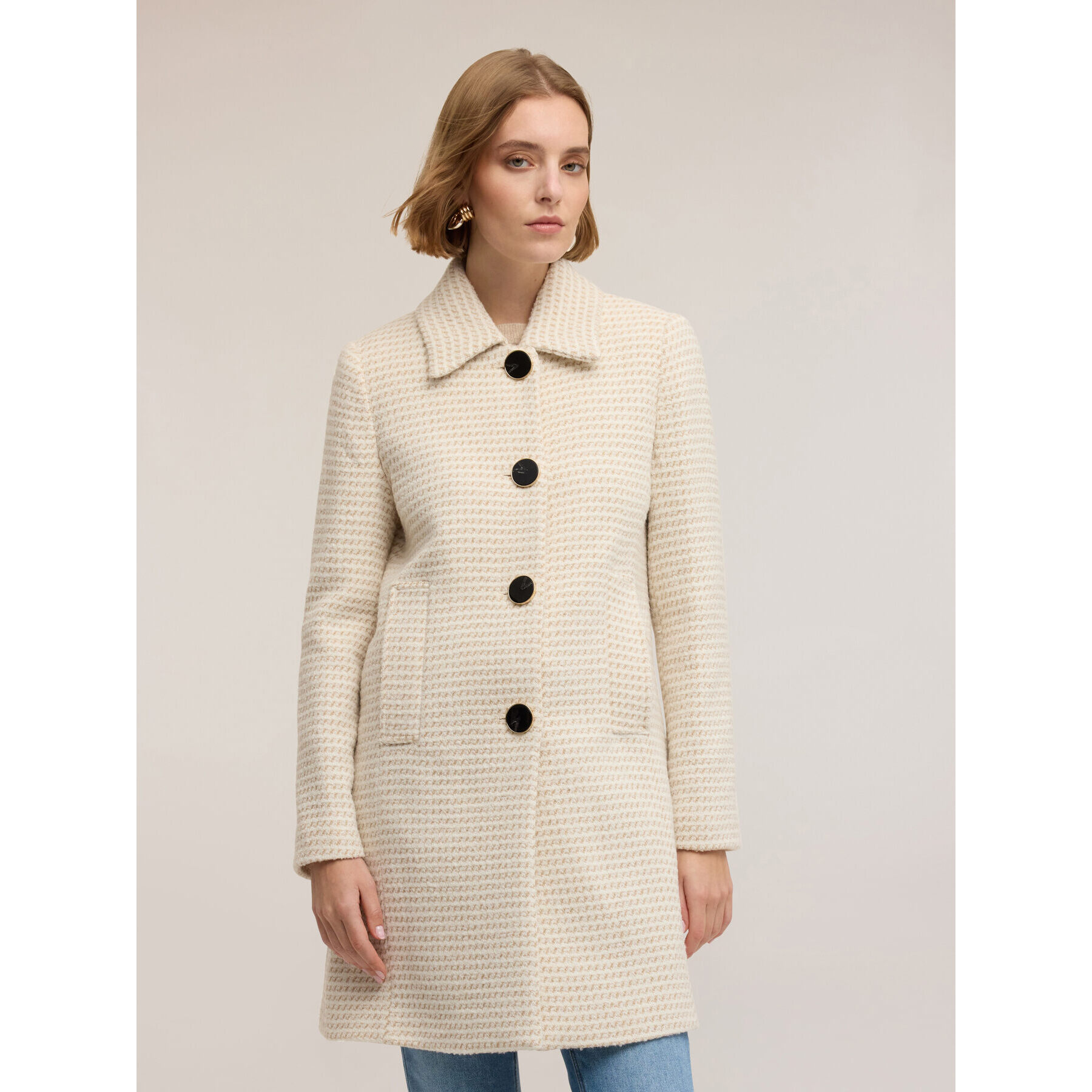 Motivi - Abrigo largo jacquard - Beige