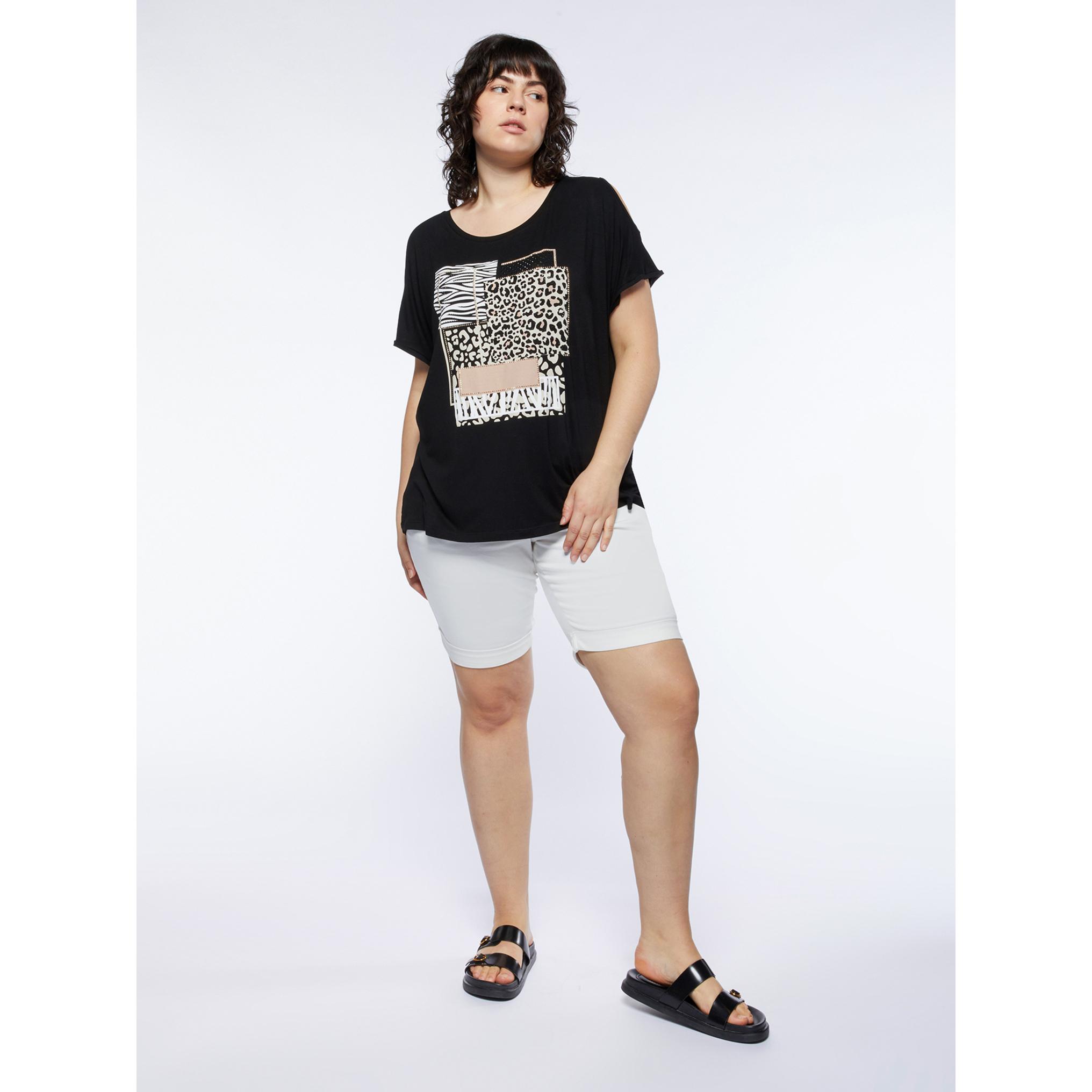 Fiorella Rubino - T-shirt con stampa animalier - Nero