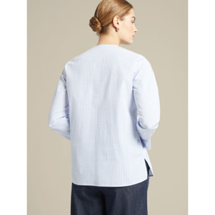 Elena Mirò - Blusa a righe con jabot - Azzurro