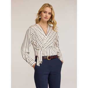 Motivi - Blusa a righe con motivo a nodo - Blu