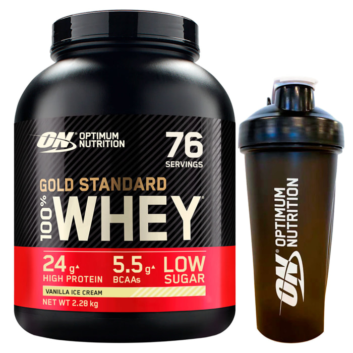 Gold Standard 100% Whey Proteine con Aminoacidi Gelato alla Vaniglia 2,28kg 76 Porzioni + Shaker