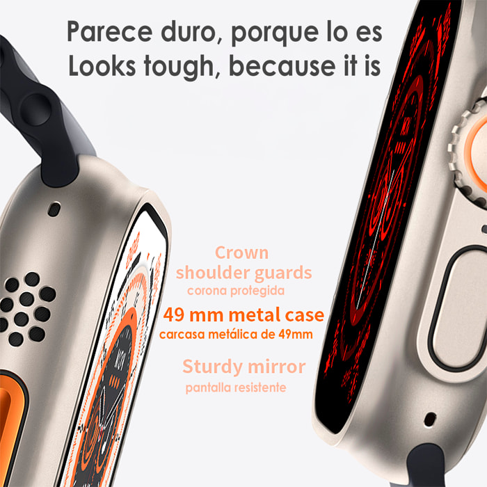 Smartwatch J68+ modalità sport e sensori di salute, avvisi di notifiche e chiamate bluetooth. Corona multifunzione.