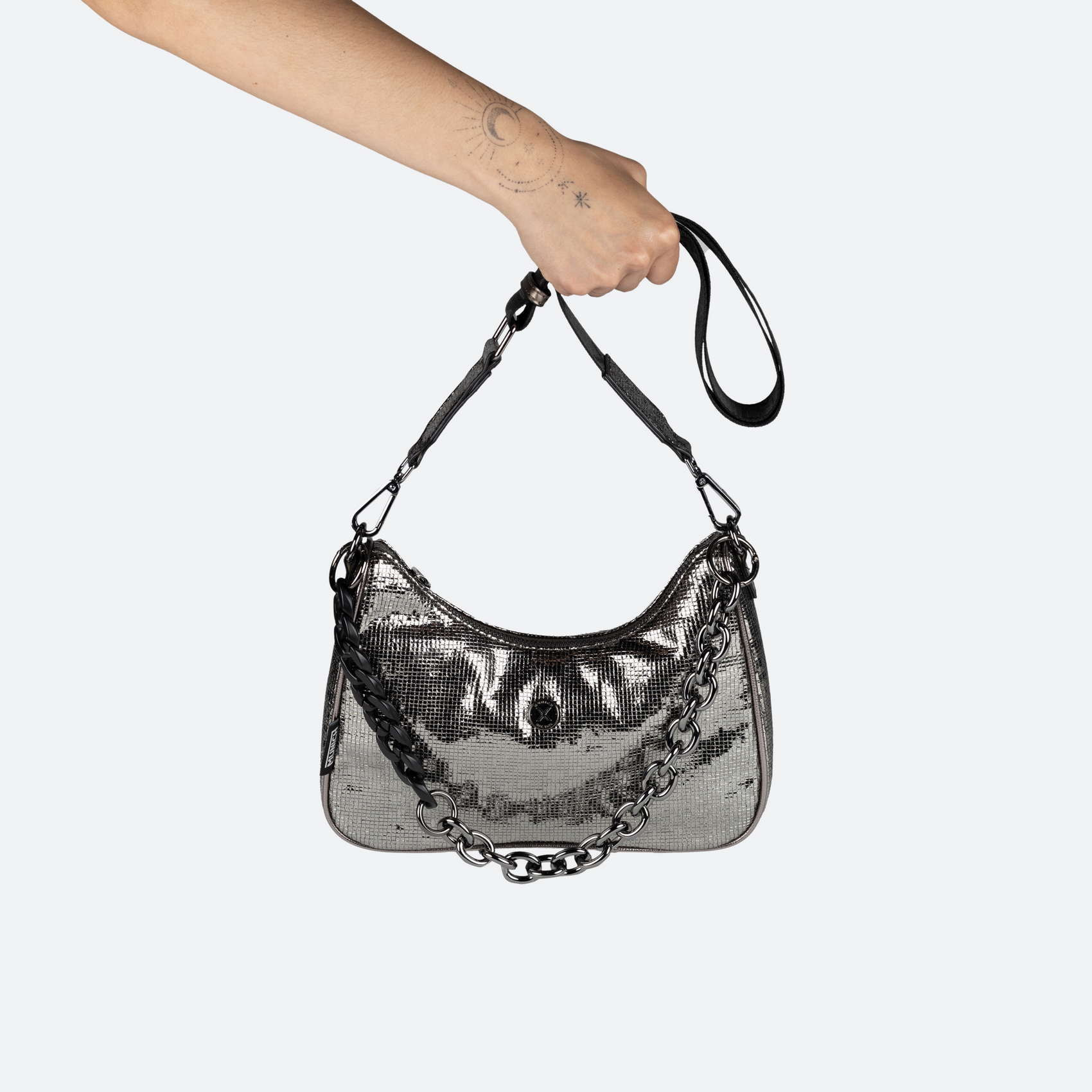 BOLSO SPLASH CROSSBODY BAGUETTE OLD SILVER