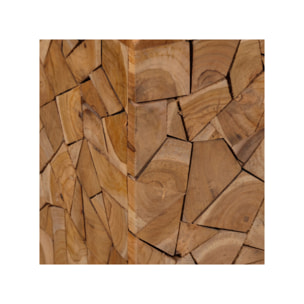Tabouret carré artisanal 40 cm de haut en bois de teck - COLUMBIA