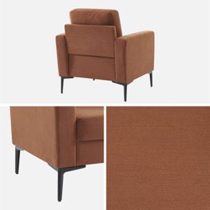 Fauteuil pieds métal velours côtelé BJORN