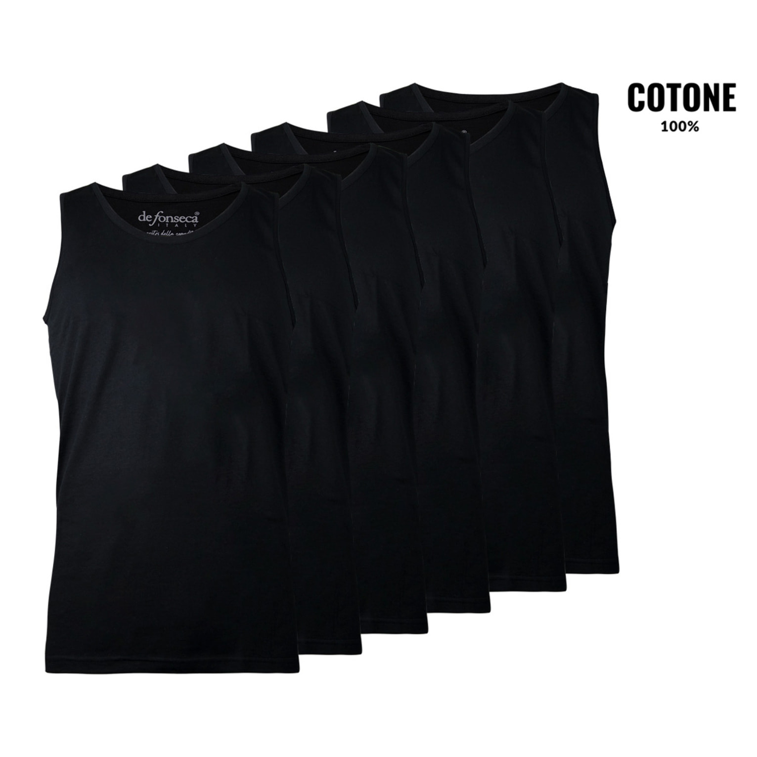 6 Canotte Uomo De Fonseca 100% Cotone Pettinato Art. DC31