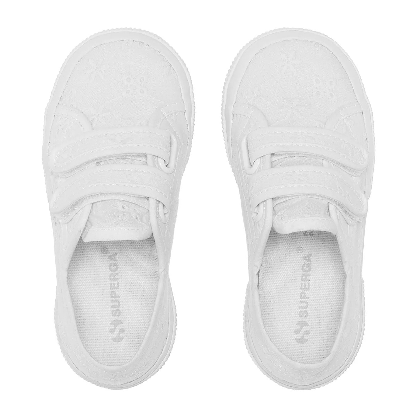 Le Superga Bambina Bianco 2750 Kids Straps Flower Sangallo