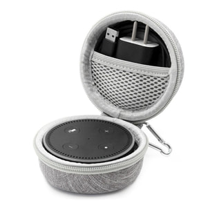 DAM Funda protectora semirrígida de nailon para Amazon Echo Dot (Gen 2) 9x6x9 Cm. Color: Gris