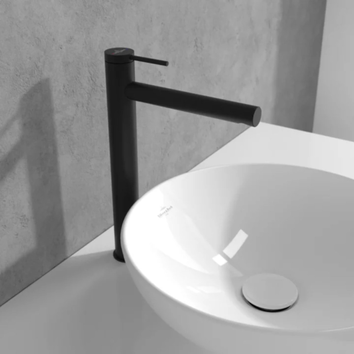 Mitigeur lavabo surélevé Loop & Friends sans tirette Noir mat