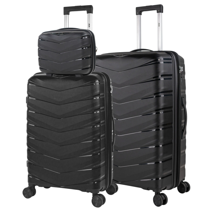 Juego De Maletas Rígidas Pp Jaslen Varese Negro