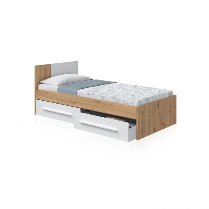 Cama Dess Blanco Artik (Blanco Mate) - Roble Nodi